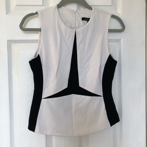 Judith & Charles zipper back sleeveless top, white and black, size 6 - Picture 1 of 5